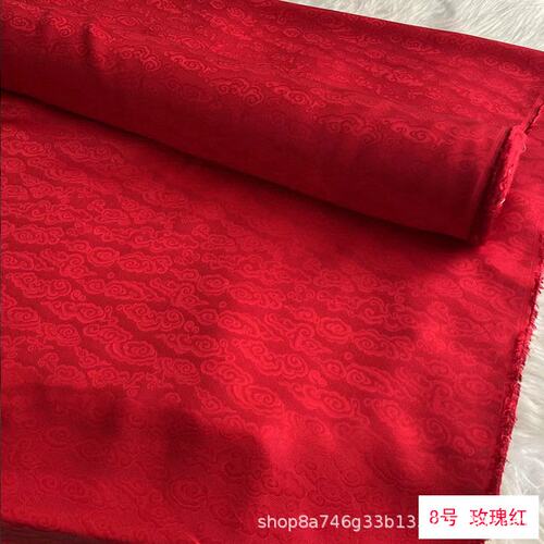 祥云提花镂空花罗真丝布料 透孔花罗中式旗袍衬衫汉服diy丝绸面料