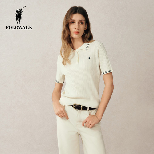 女式短袖针织POLO衫纯色百搭