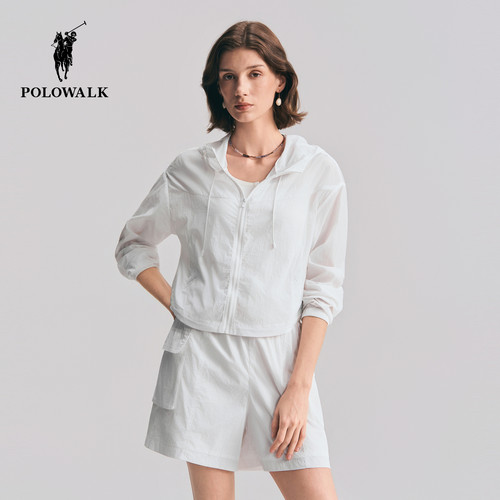 【UPF50+】POLOWALK女式轻薄外套2026夏季新品简约连帽休闲防晒服