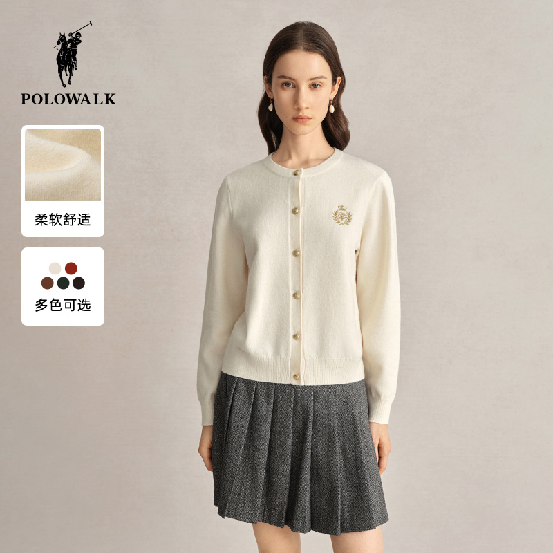 秋季女式圆领长袖针织开衫百搭