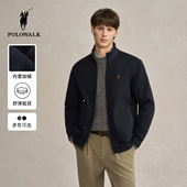 POLOWALK男式 简约百搭舒适加绒立领外套保暖男装 卫衣2025冬季 新品