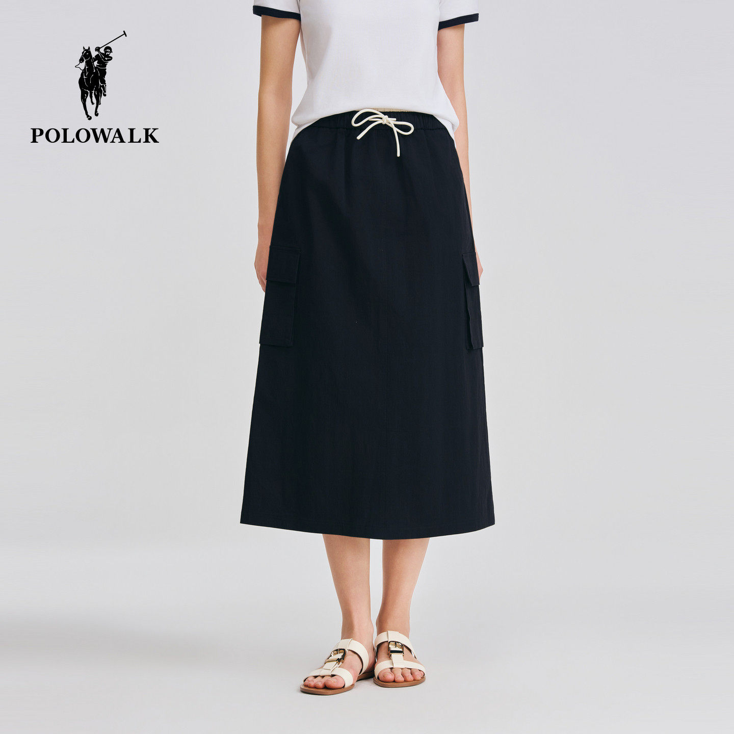 POLOWALK后开衩休闲半身裙图片