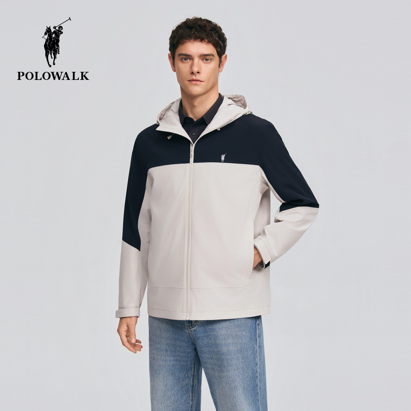 POLOWALK男式夹克2026春季新品男装撞色连帽休闲户外拉链夹克外套,男装,夹克,淘宝优惠券,粉丝福利购,淘宝优惠卷