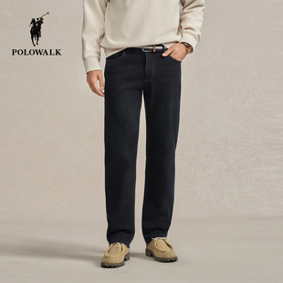 POLOWALK男式牛仔裤2025秋冬裤新品经典百搭通勤直筒加绒牛仔长裤