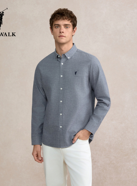 【100%纯棉】POLOWALK男装长袖衬衫2025秋季新品商务休闲衬衣男式