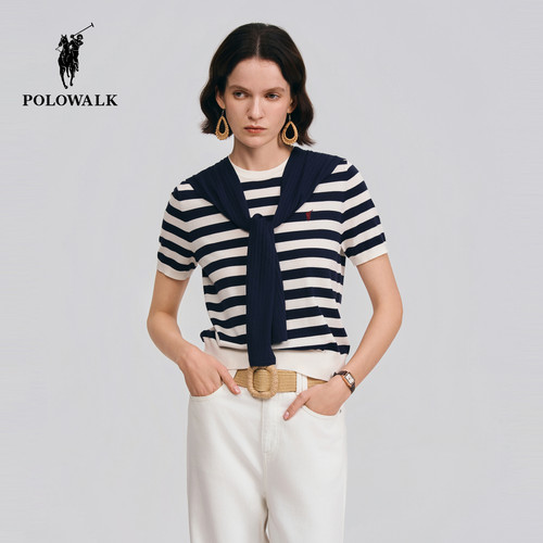 POLOWALK女装2026夏季新品女式短袖针织衫