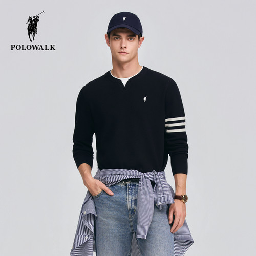 POLOWALK假两件套头针织衫