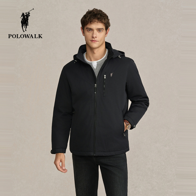 POLOWALK男式羽绒服2025冬季新品90鸭绒保暖户外休闲立领连帽外套
