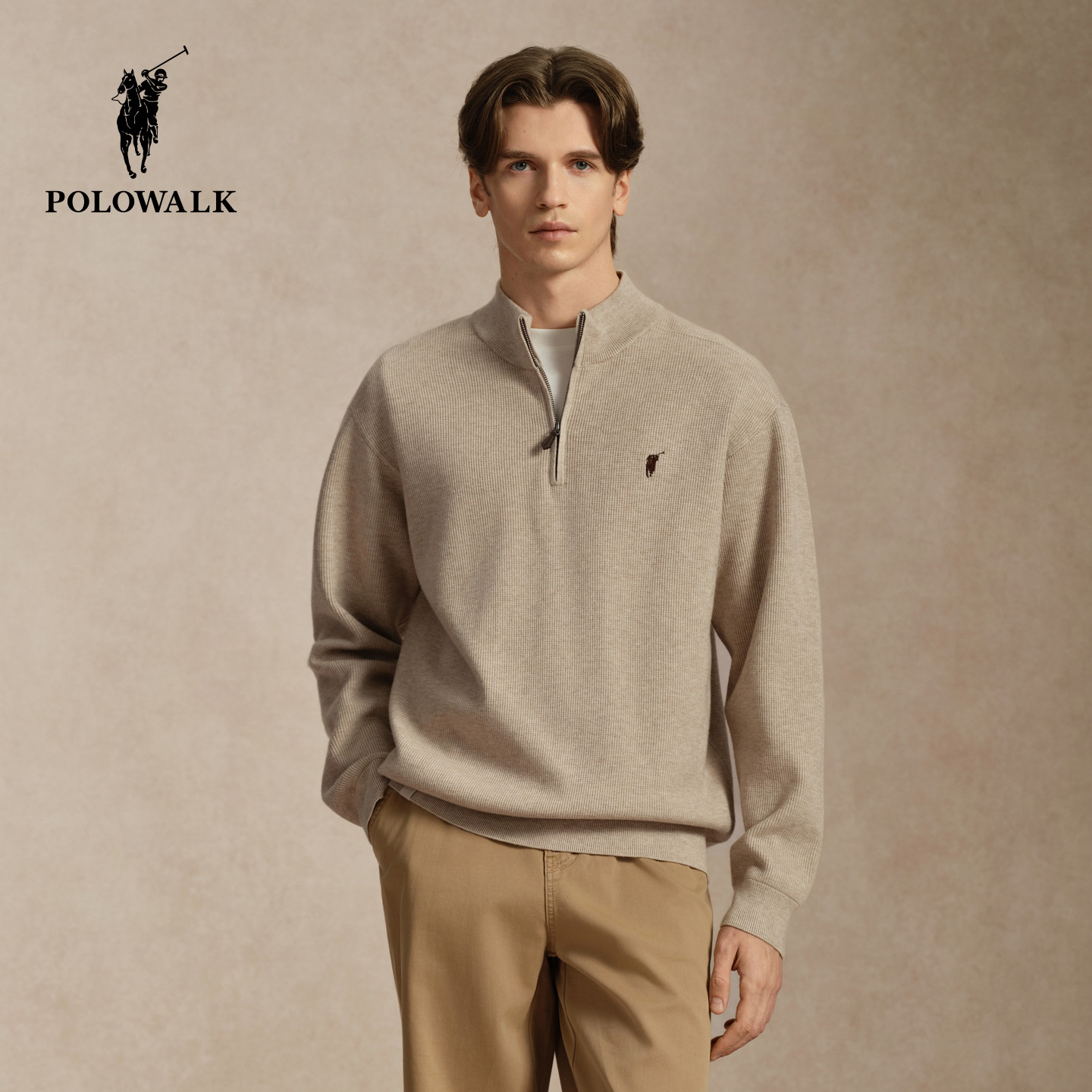 POLOWALK男式净色针织衫图片
