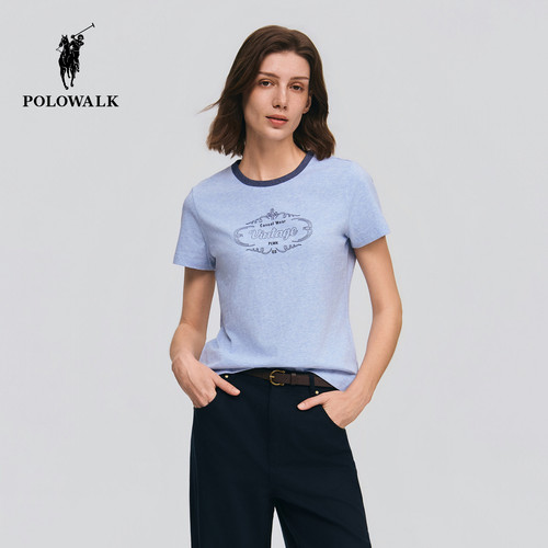 POLOWALK印花圆领短袖T恤