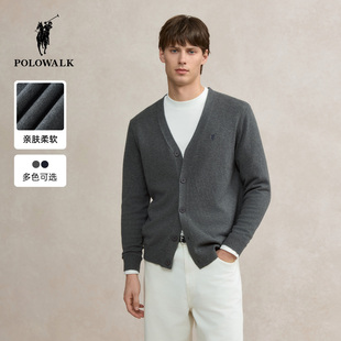 【特惠】POLOWALK男式针织开衫2025秋季新品商务绅士通勤V领针织