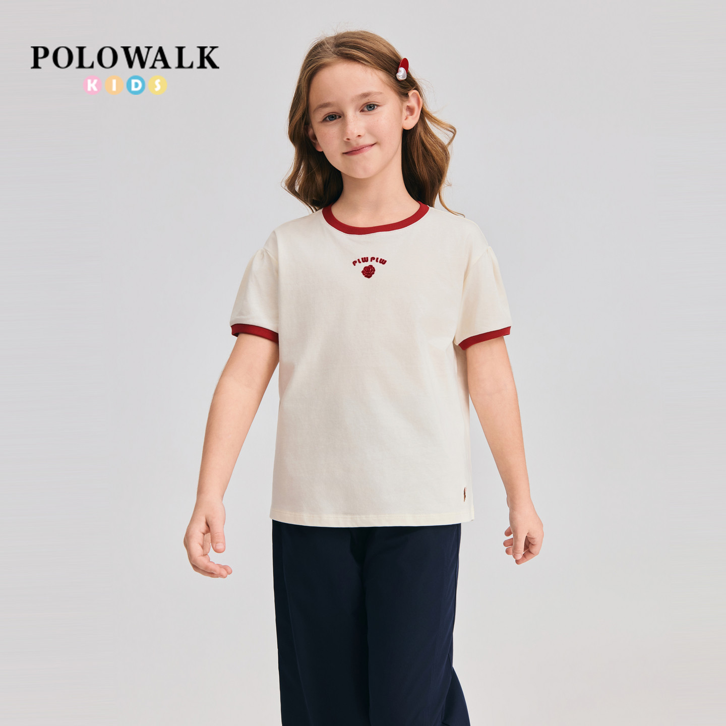 POLOWALK女童净色短袖T恤