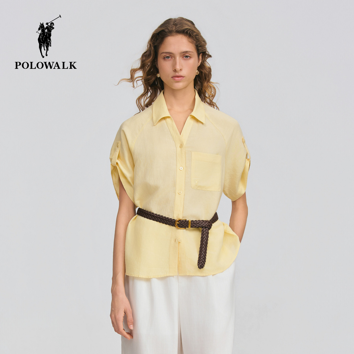 POLOWALK简系翻领短袖衬衫图片