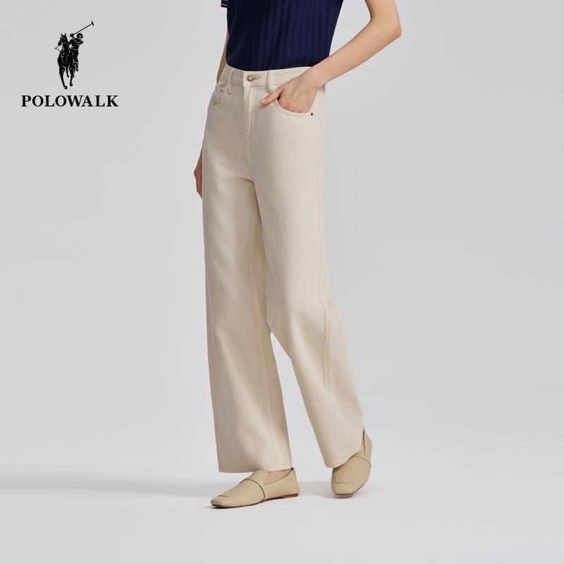 POLOWALK牛仔裤女式2025春秋新品简约休闲裤百搭宽松显瘦小个子