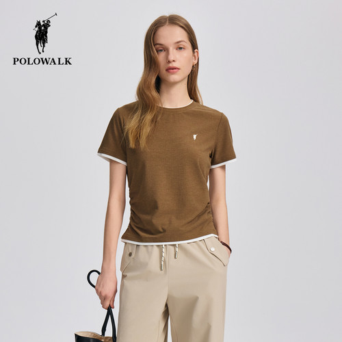 POLOWALK女式短袖撞色薄款T恤