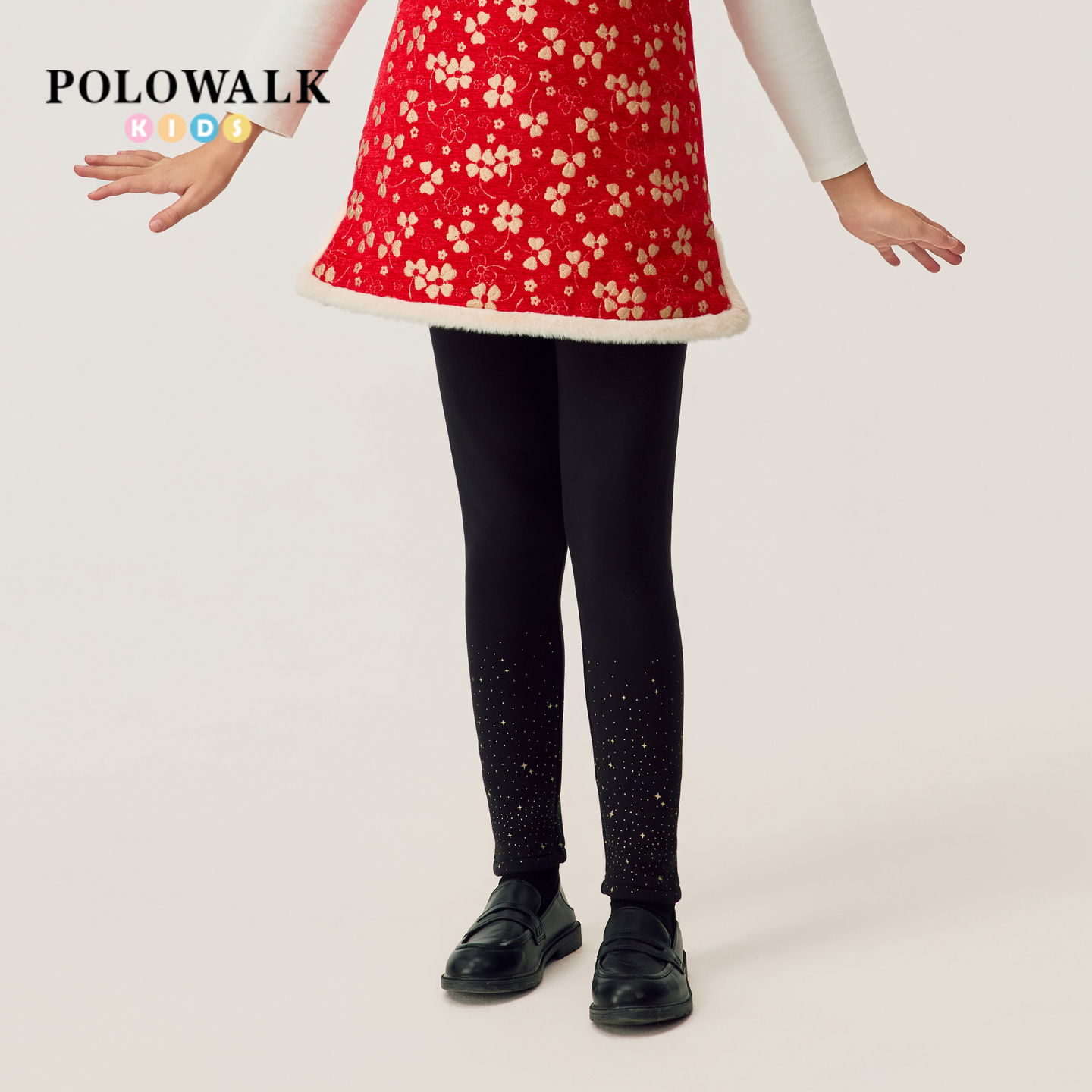 【新年款】POLOWALK女童打底裤2026新品加绒保暖童装闪粉打底裤