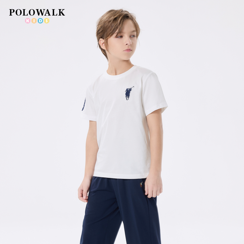 POLOWALK夏季儿童短袖T恤圆领