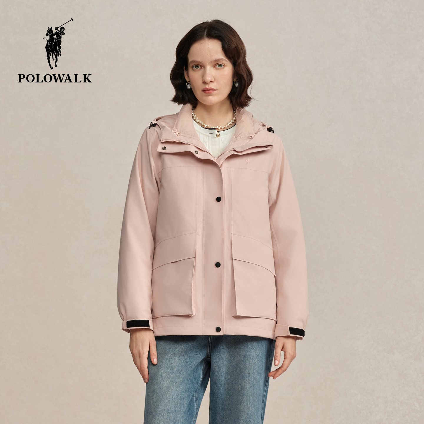 POLOWALK女式羽绒服2025冬季新品简约户外通勤两件套羽绒服外套女