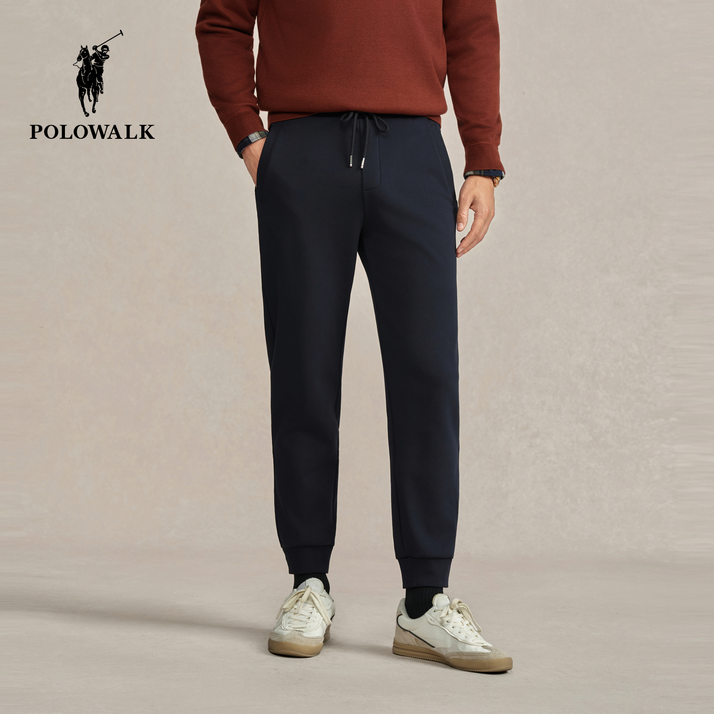 【加绒】POLOWALK男装2025秋冬裤新品男式针织裤百搭收脚裤子男款