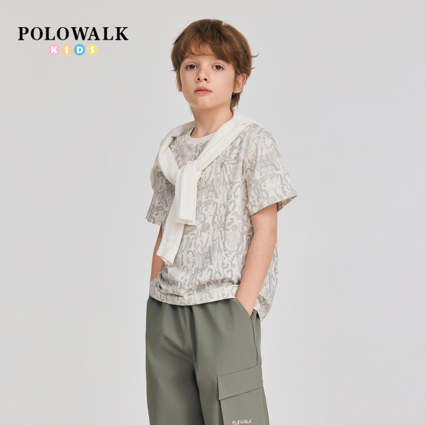 POLOWALK男童满印短袖T恤