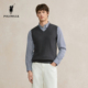 简约毛衣休闲上衣V领背心男 POLOWALK针织马甲秋冬新款 包芯纱