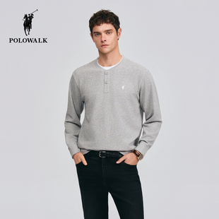 简系日常内搭套头长袖 POLOWALK男式 新品 T恤2026春季 休闲上衣 长袖