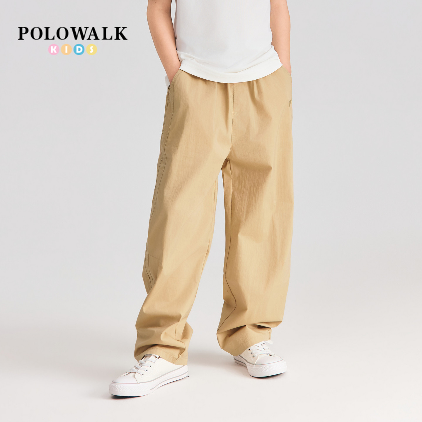 POLOWALK童装男童休闲裤2026夏季新品松紧腰百搭直筒宽松休闲长裤