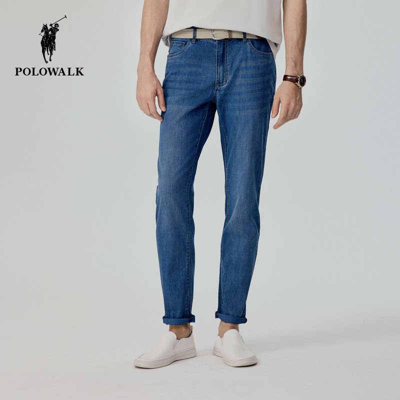 POLOWALK男士牛仔裤夏季新薄款宽松时尚休闲直筒男款通勤裤子