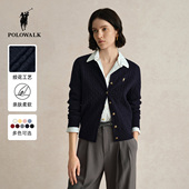女装 POLOWALK针织开衫 外套25秋冬新款 老钱风外搭休闲绞花毛衣外套