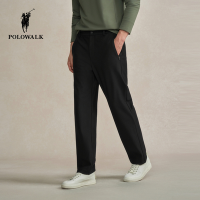 POLOWALK男式休闲裤2025秋冬裤新品商务休闲直筒百搭加绒长裤子