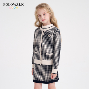 POLOWALK童装秋冬女童毛织长袖洋气时尚气质裙子套装女两件套