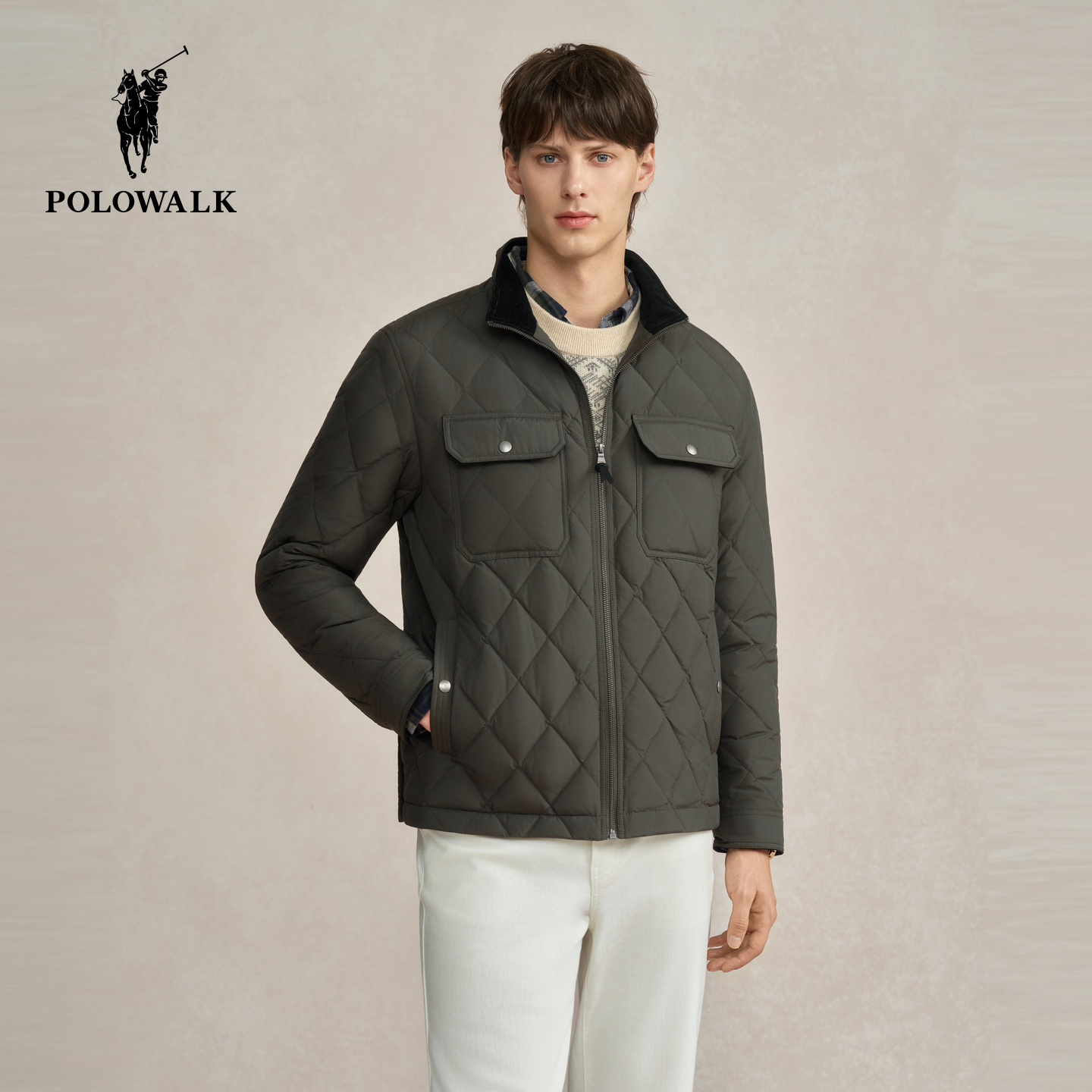 POLOWALK男式轻薄羽绒服2025冬季新品90鸭绒立领保暖休闲外套男