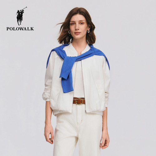 【100%棉】POLOWALK女式外套2026春季新品简约棒球领显瘦休闲外套