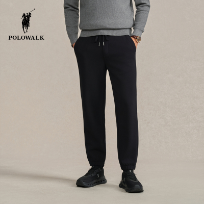 【加绒】POLOWALK男装2025秋冬裤新品男式针织裤纯色百搭收脚裤子