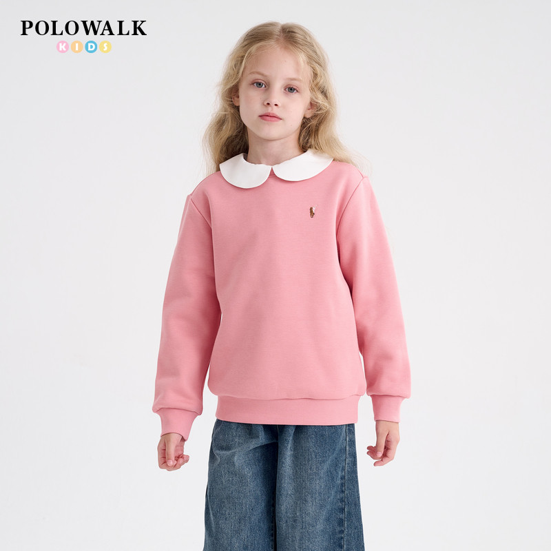 POLOWALK童装女童卫衣秋冬新款儿童保暖衣服宝宝加绒内搭休闲上衣
