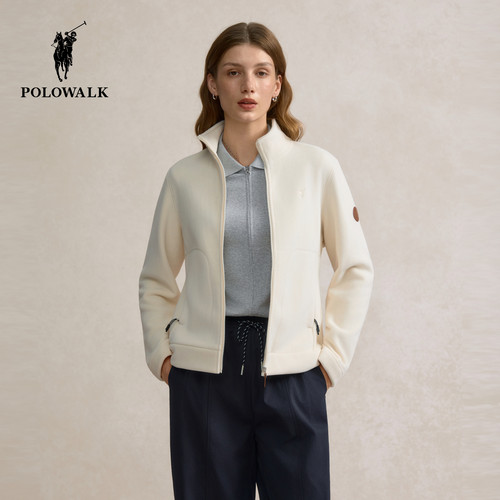 POLOWALK女式外套2025秋季新品奥粒绒立领上衣简约韩版女装外套
