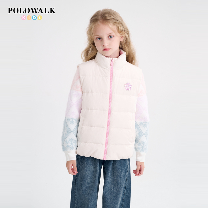 POLOWALK立领无袖女童羽绒马夹