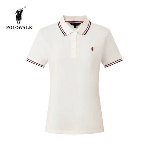 POLOWALK女士短袖POLO衫夏季新品简约百搭撞色翻领休闲polo衫T恤