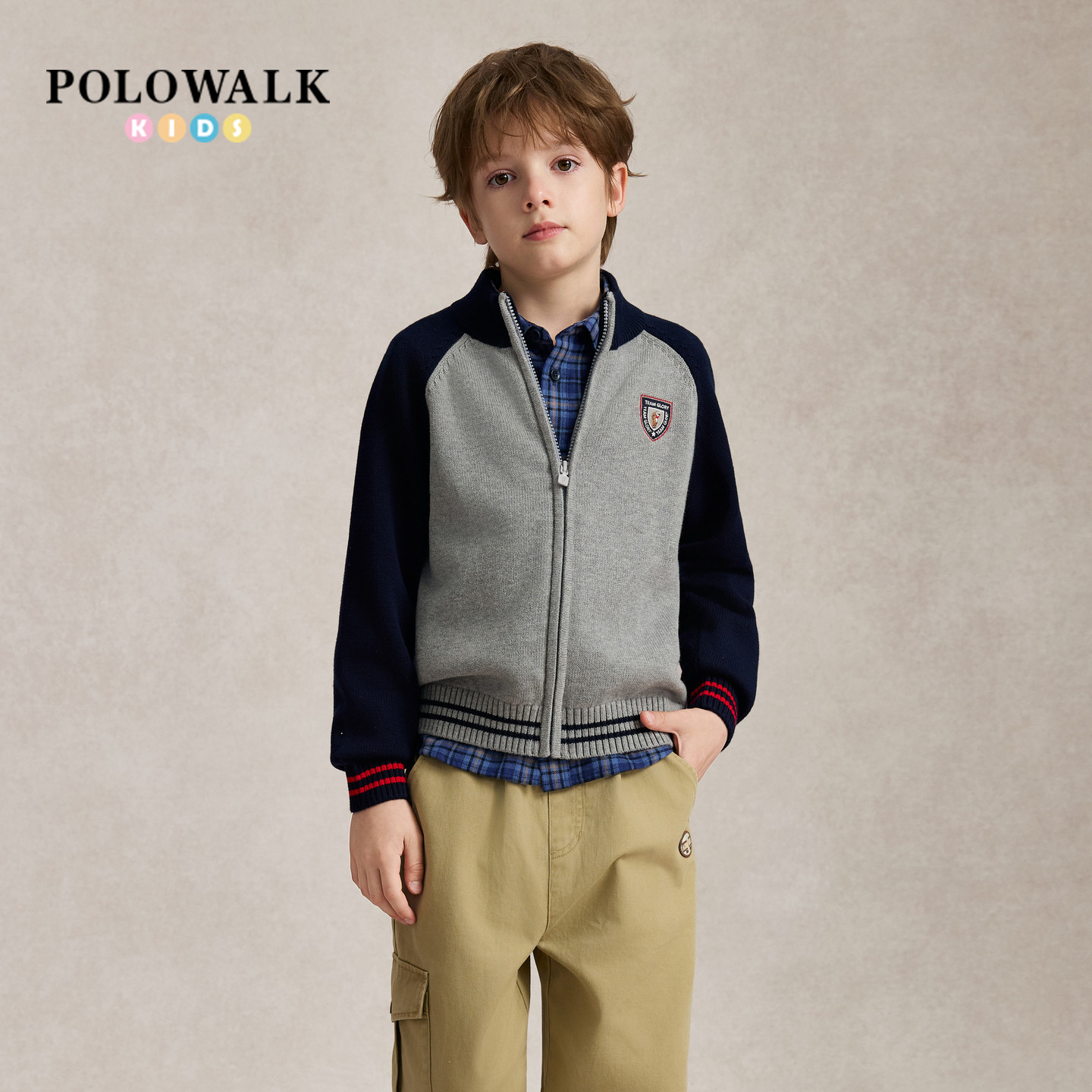 POLOWALK男童净色针织衫图片