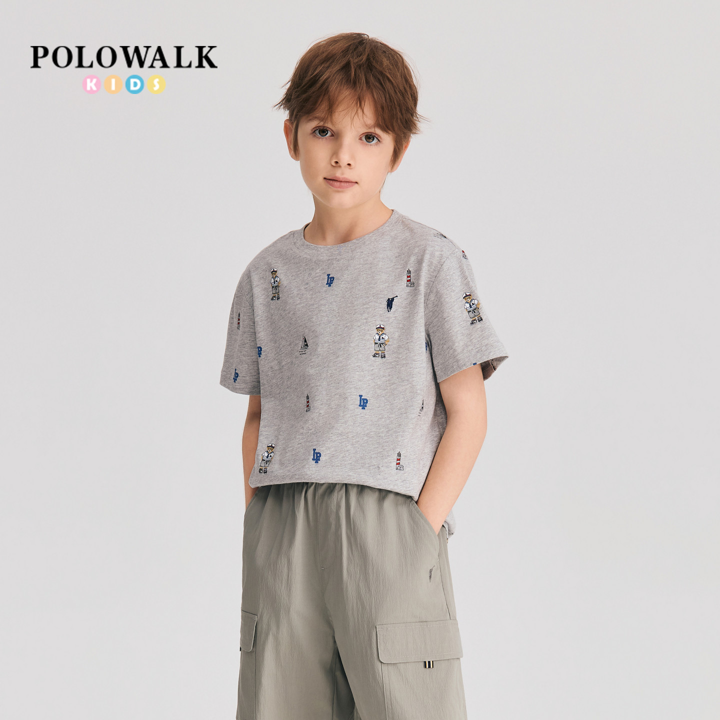 POLOWALK男童满印短袖T恤