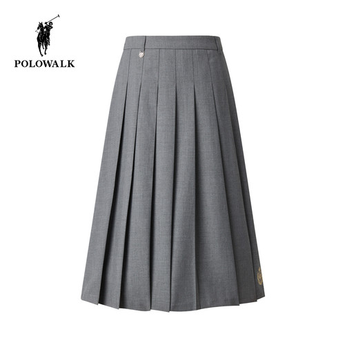POLOWALK女式半裙2026春夏裤新品时尚A字百褶遮胯显瘦半身裙