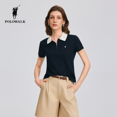 【凉感】POLOWALK女式短袖POLO衫2026夏新品简约休闲通勤翻领上衣