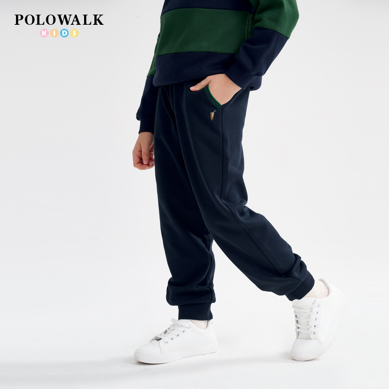 POLOWALK童装新品春秋新款男童大毛圈运动美式休闲卫裤束脚