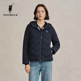 POLOWALK女装女式羽绒服2025冬季新品90鸭绒立领保暖百搭连帽外套