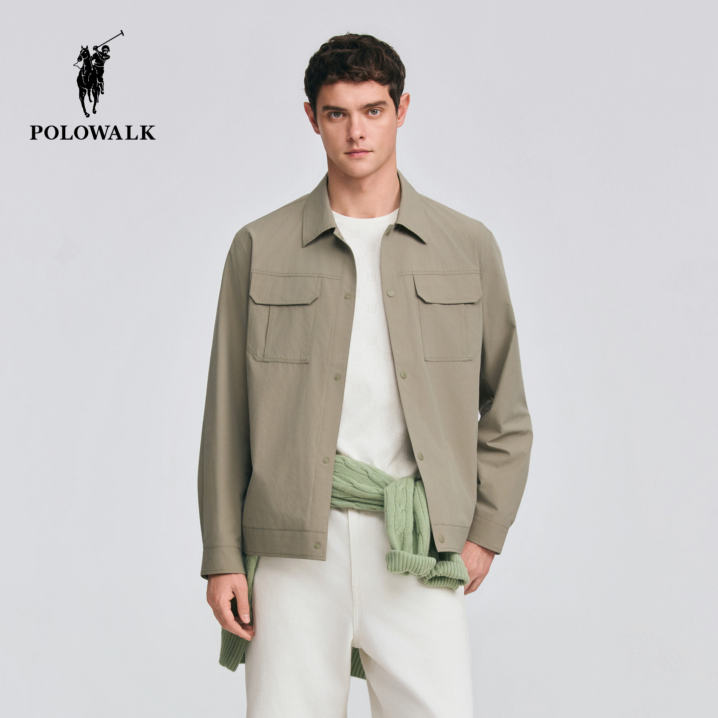 POLOWALK男式轻薄外套2026夏季新品翻领工装风休闲夹克轻薄外套