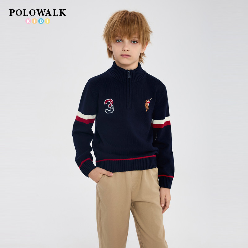 POLOWALK男童绣花针织衫