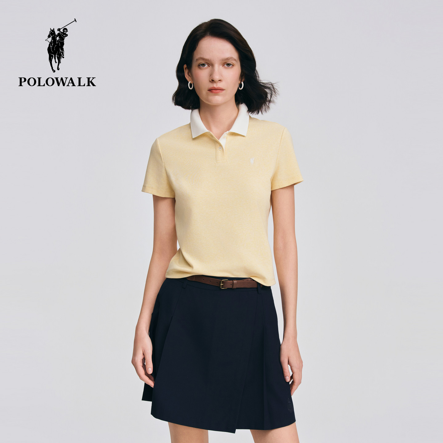 POLOWALK女式短袖2026春季新品时尚撞色休闲百搭修身短袖POLO衫