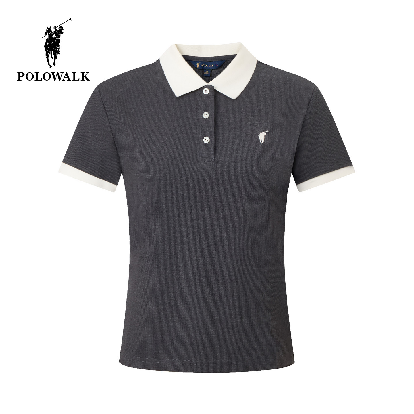 POLOWALK女式短袖POLO衫2026夏季新品撞色翻领通勤显瘦短袖针织衫