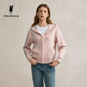 POLOWALK女式 外套 简约纯色百搭连帽上衣休闲女装 卫衣2025秋季 新品