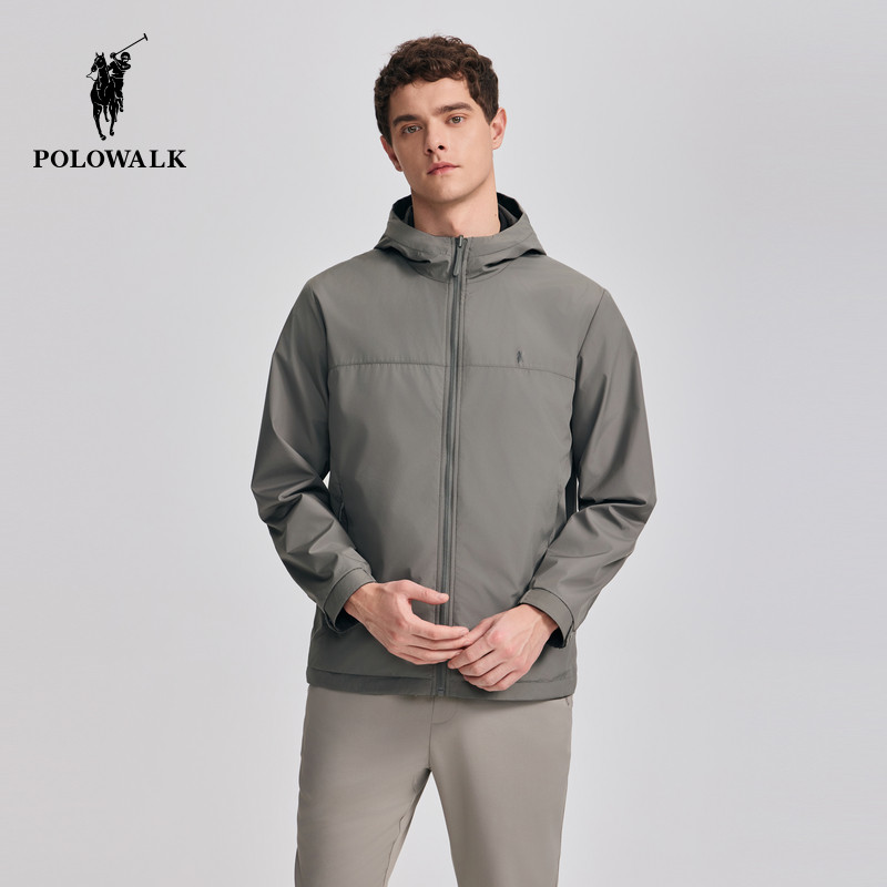 【双面穿】POLOWALK男式茄克春季简约休闲户外外套连帽通勤上衣